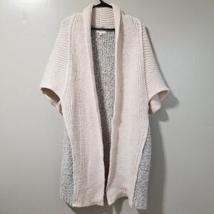 Elan Open Front Cardigan Sweater Gray Cream Women's OS